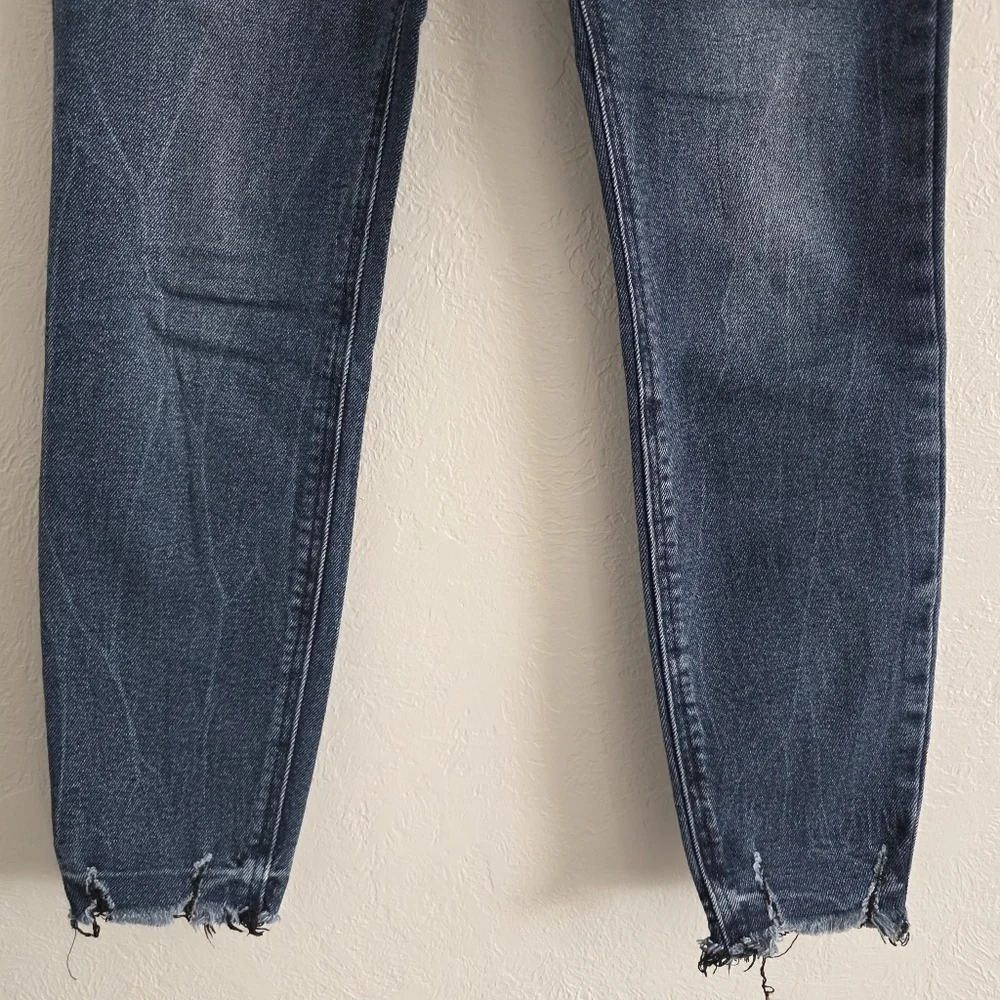 Old Navy Womens Rockstar Super Skinny Ankle Mid-Rise Dark Wash Denim Jeans Sz 0 - Picture 3 of 9